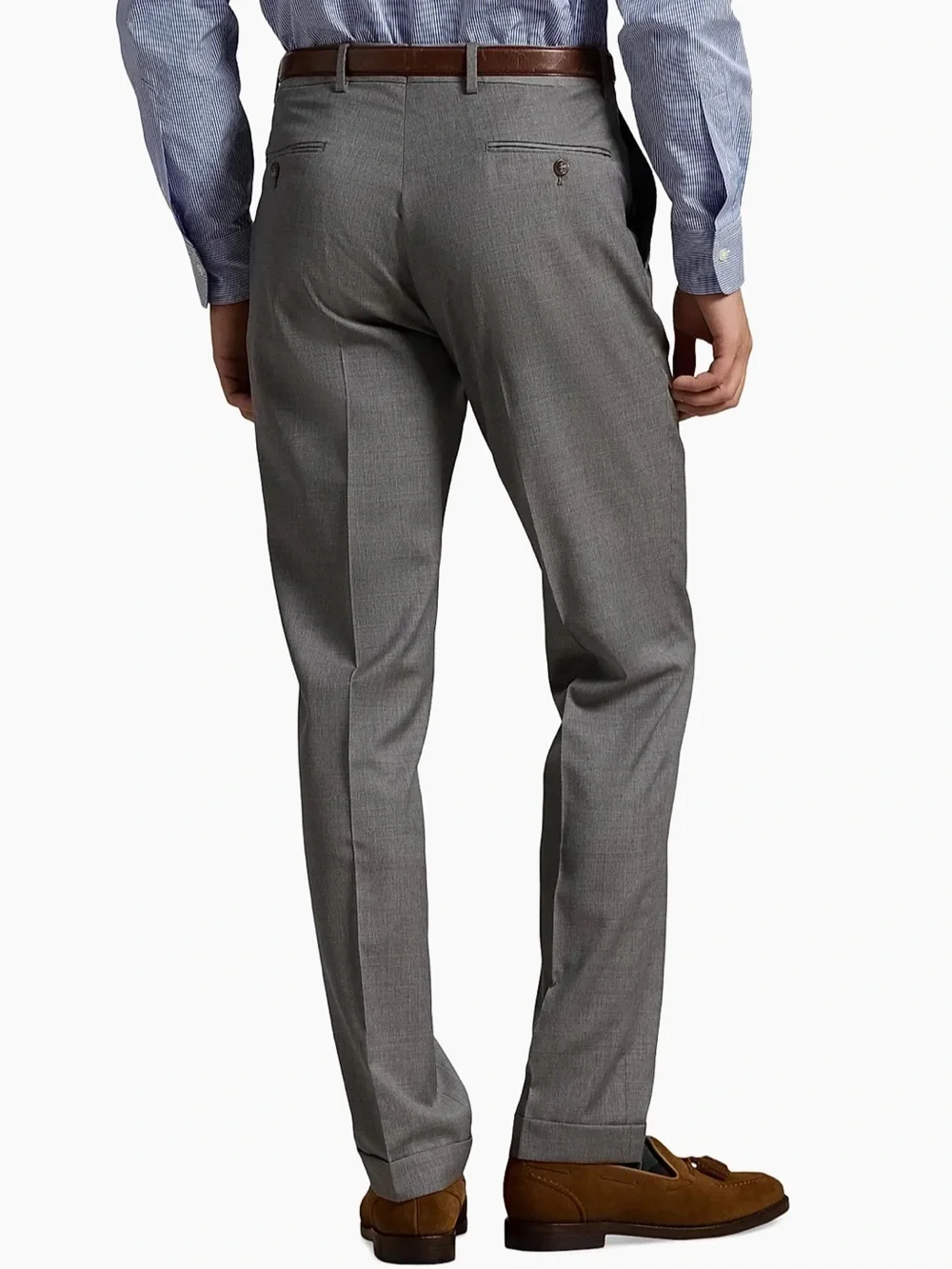 Polo Stretch Slim-Fit Gray Dress Pants 38x34 NWT - Flat Front, Cuffed